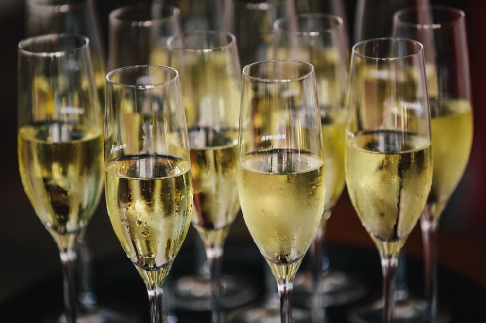 Chilled champagne flutes